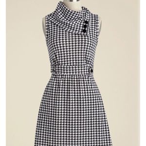 ModCloth Coach Tour A-Line Dress in Houndstooth